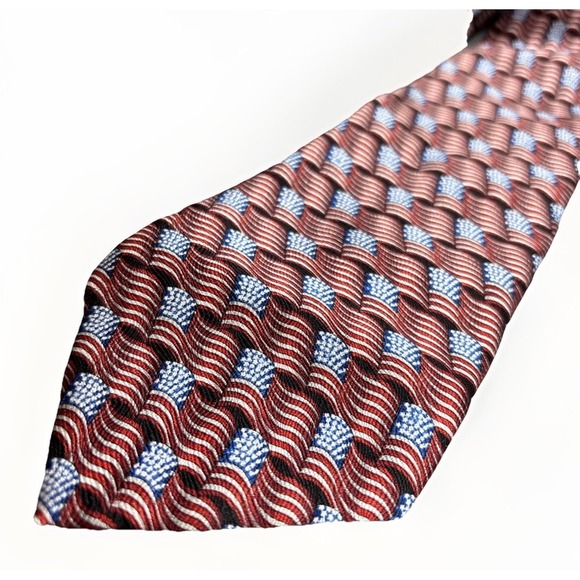 Museum Artifacts Tie Flags Patriotic Silk Extra Long 4x63" Red White Blue USA‎ - Picture 2 of 11